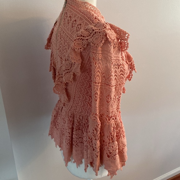 Champagne and strawberry lace top size small - Picture 7 of 14
